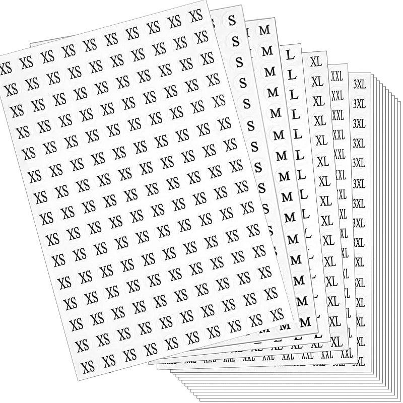 DERAYEE 4200 Pcs Clothing Size Round Stickers, 1/2â€ Labels Sticker White Adhesive Apparel Circle Size Labels 7 Sizes (XS/S/M/L/XL/XXL/XXXL) - Image 1